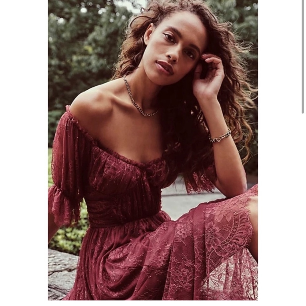 FREE PEOPLE DEAR JANE LACE MIDI DRESS - Picture 3 of 11